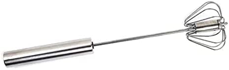 Batidor de Huevos semiautomático Giratorio de presión Manual de Acero Inoxidable Batidor de Crema Batida Manual (29 * 7CM)
