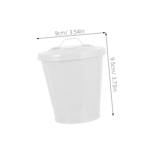 Image of jojofuny Mini Galvanized Trash Can, White, 10-Inch