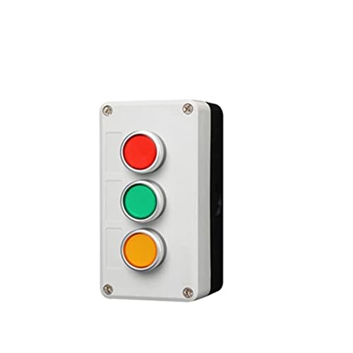 Dfamin Control Box With Light Button Switch 24V/220V With Emergency Stop Button Self Reset Industrial Switch Waterproof Box (Color : 3 Mushroomredgreen, Size : 24V) #TOP2