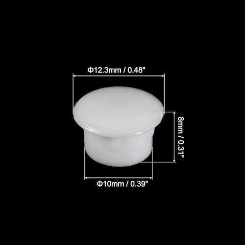 Image of uxcell 200Pcs Screw Hole Plugs, 10mm(3 /8 inch) Dia Plastic Snap in Shelf Button Flush Type Caps for Furniture Cabinet Cupboard, White