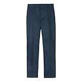 eton kidd Boys Cotton Pants with Zipper Front Structured Seams Slant Pockets and Adjustable Cuffs Navy Blue