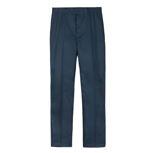 eton kidd Boys Cotton Pants with Zipper Front Structured Seams Slant Pockets and Adjustable Cuffs Navy Blue