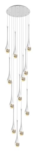 GONGKAI Lámpara de Techo de 12 Luces, candelabros de Cristal de Lujo LED 3CCT, Luces Colgantes en Espiral con Forma de Gota de Lluvia Regulables, candelabro de Lujo con cúpula para Techo a