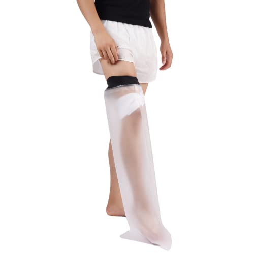 Adult Leg Cast Protector for Shower, Waterproof TPU Shower Bandage and Cast Protector Lower Leg Watertight Protection to Broken Leg Knee Foot Ankle Wound and Burns 100% Reusable (25.5X 12)