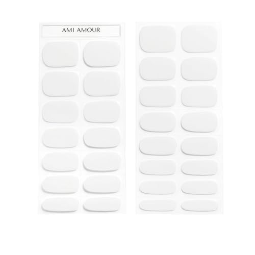 Semi Cured Gel Nail Strips Stickers Wraps | UV Nail Polish that Pops in Color (White) for Women & Short Nails & Long Nails (Ami Amour)