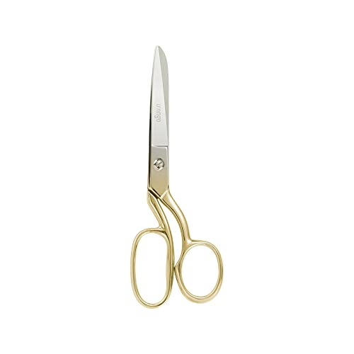 LIVINGO Professional Fabric Sewing Scissors: Multipurpose Heavy Duty Forged Stainless Steel Sharp Bent Blade Dressmaker Classic Cutting Leather Cloth Tailor Shears for Home - 8 inch Gold