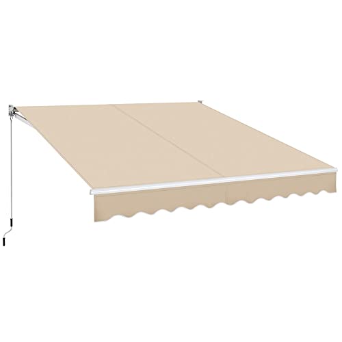 Yaheetech Store Banne de Balcon Auvent Rétractable avec Tissu Résistant aux UV et à l'eau pour Restaurant Fenêtre Porte 300 x 250 cm Beige