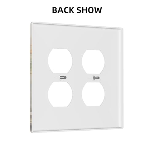 Decorative Outlet Covers Rustic Yellow Flowers Floral Blue Bottles 2 Gang Wall Plate Cover Double Duplex Receptacle Two Switch Light Switch Cover Plate Jumbo Dual Faceplate