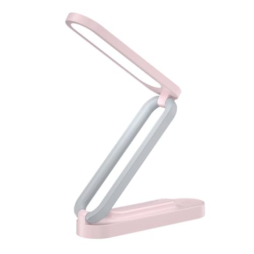 Jrudjsnhhty Lámpara de Escritorio LED Recargable, Portátil, Plegable con 3 Ajustes de Brillo Lámpara de Escritorio Pequeña, Ideal para la Oficina y el Hogar Rosa