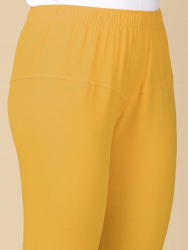 Image of Lux Cozi PYNK Solid Premium Cotton Lycra Churidar Leggings for Women | Regular Fit Elastic Waist Full Length Women Leggings | Free Size
