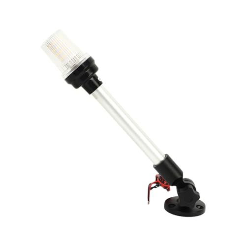 TARSHYRY Luz de Popa Marina de 12 Pulgadas, Blanco Cálido, Alta Visibilidad, Impermeable IP66, Ajustable a 180°, Plegable para Barcos de Pesca, Yates y Barcos