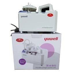 Yuwell Portable Phlegm Suction Unit 7E-A/B/D placed on top of its retail box.