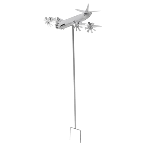 goodstumbler Iron Airplane Wind Spinner Outdoor Decorative Metal Windmill for Farm, Lawn, Yard, Patio, Garden Ideal for Home Decoration, Potted Plants, and Party Supplies