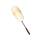 iHUFeather Lambs Wool Extendable Household Cleaning Duster 64' Wall Duster Cleaner with Stainless Steel Long Handle and Extension Pole for Cleaning High Ceiling Fan Interior Roof, Yellow&White