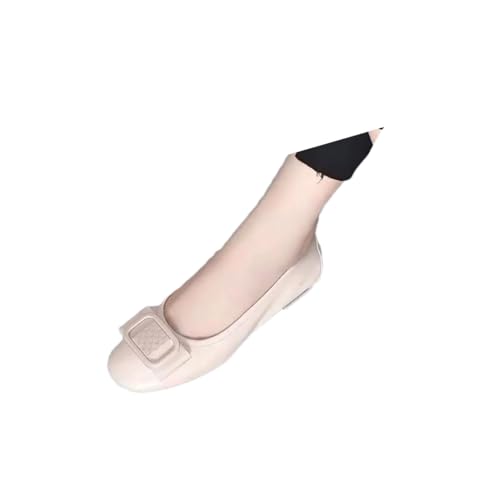 Women's Casual Square Toe Flats Leather Shoes Office Elegant Korean Style Dress Shoes