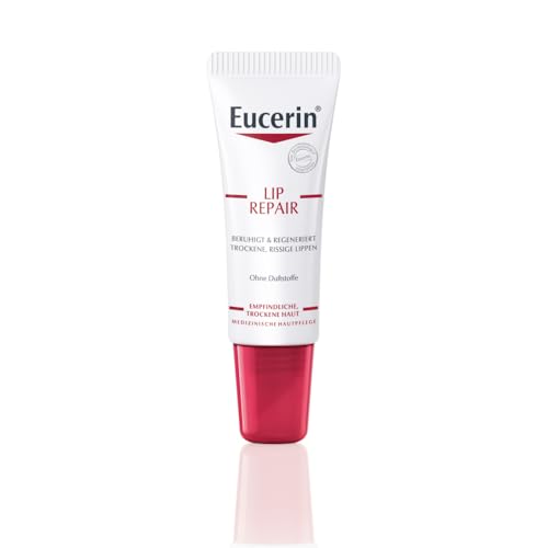 Eucerin Lip Repair 10 ml beruhigende Lippenpflege mit Dexpanthenol und Bisabolol feuchtigkeitsspendender Lippenbalsam für trockene und rissige Lippen