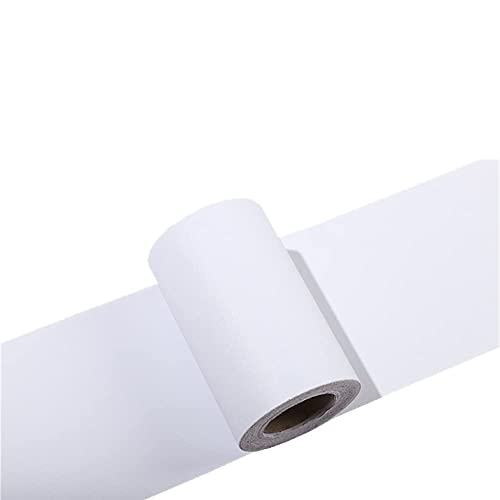 Self Adhesive Solid Color Frosted Wallpaper Border Stick Waterproof Wall Border Easy To Apply Kitchen Bathroom Tiles Sticker 4 X 196Inch (White) #TOP1
