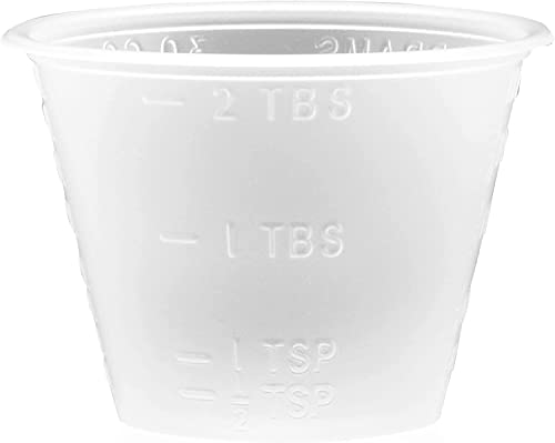 Image of Plastic Medicine Cups 5000 Small Disposable Graduated 1 OZ Measuring Cup with Embossed Measurements in Tablespoons, Drams, CC's, ML and OZ for Liquid and Dry Medication, Epoxy, Oils, Paint and Stain