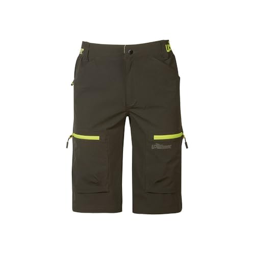 U-POWER DON'T WORRY... BE HAPPY! Pantalone Bermuda da Lavoro in Tessuto Stretch, con Tasche, vestibilità Jogging Ares Dark Green Pantaloncini, M Uomo