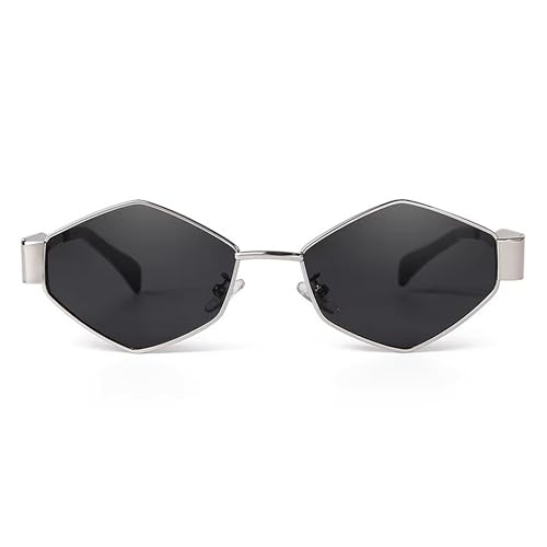 Image of Dervin Fashionable Retro Hexagonal Sunglasses for Women & Men | Trendy, Stylish & Classic 90s Vintage Style | UV400 Protection & Durable Metal Frame