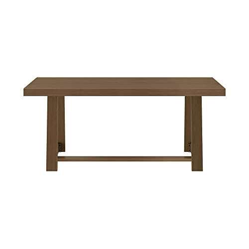 Plank+Beam 72" Farmhouse Dining Table, Solid Wood Kitchen Table, Large Wooden Rectangular Dinner Table For Dining Room, Home Office, Living Room Furniture, Easy Assembly, Pecan Wirebrush #TOP3