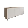 Dmora - Credenza Weddell, Buffet da Soggiorno, Madia da Salotto, Dispensa da Cucina, 154x40h72 cm, Rovere e Bianco #1