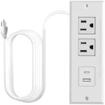 Recessed Power Bar, Embedded Power Strip with 2 AC & 2 USB Ports, 4.92ft Cord, Multi Prise, Surge Protector Smart Power Bar for Dorm Essentials, Home Improvement, Sleek Socket Extension Cord