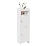 BEWISHOME Small Bathroom Cabinet, Bathroom Storage Cabinet with Adjustable Shelves & 2 Doors, Narrow Toilet Paper Cabinets, 7.9' D x 9.8' W x 31.5' H, for Small Spaces, White YYG13W