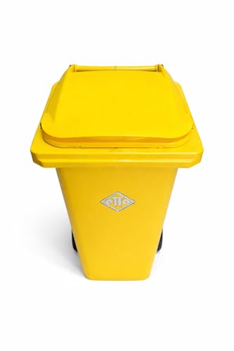 Image of OTTO Plastic Manual-Lift Garbage Waste Dustbin with Wheels 120 Ltr Yellow