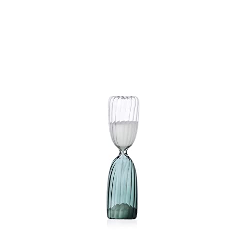 Ichendorf Milano Clessidra 5 Minuti, Trasparente - Verde Scuro, Collezione Times, Vetro Borosilicato, Fatto a Mano