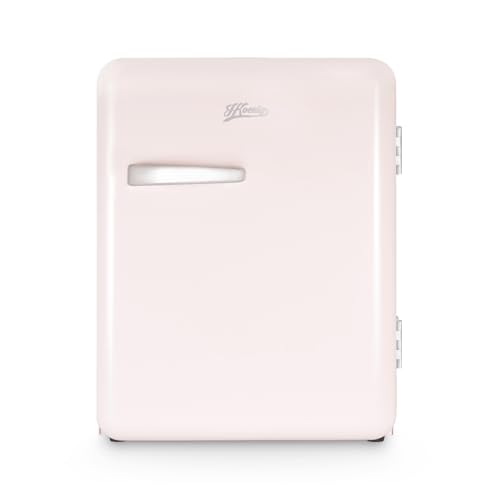 H.Koenig Mini Bar Vintage 31L TOAD6, Mini nevera compacta, alimentos, bebidas, cosméticos, diseño vintage, temperatura regulable 6°-15°C, 24 dB, color rosa
