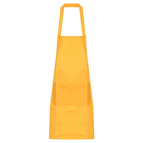 QUARKZMAN Cocina Cocinar Delantales Poliéster Arte Delantales Cerámica Delantal Impermeable Artista Pintura Delantal con 2 Bolsillos para Hogar Artesanía Jardín Barbacoa, Amarillo