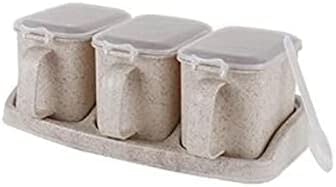 Barattoli per condimenti HIHELO Contenitore per barattoli per condimenti, Barattolo per conservare Le spezie in casa, Cucina, bancone. Colore: Rosa, Bianco. Imbuti
