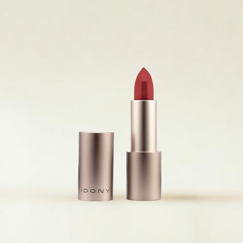 Idony Lip Grace Lipstick Mystique Girl – Barra de labios vegana premium semi-mate, recargable, hidratante, larga duración, tono rojo intenso
