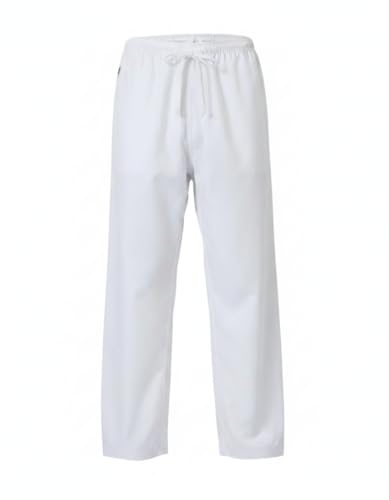 Daedo Taekwondo Training Pants - White Taekwondo Pants, 100% Ribbed Polyester for Flexibility
