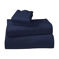 1000 Thread Count Cotton Rich Navy Double Bed Sheet Set 4 Piece with Soft Luxury Feel, Microfibre Blend Fabric, Solid Colour, Standard Size