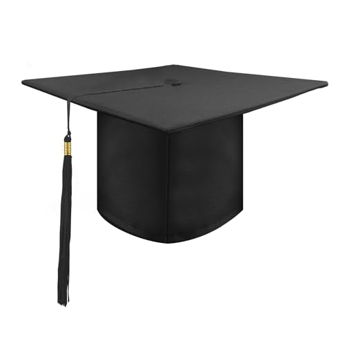 AUYAO Graduation Hat for Adult Adjustable Academic Graduation Hat Academic Costome Graduation Cap Unisex Graduation Gifts Graduation Party Supplies Graduation Cap with Detachable Pendant(Black)
