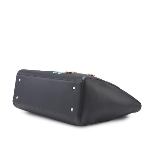 Image of Caprese Erica Tote Medium Black - Kiara Exclusive Floral Design, Spacious Interior, Middle Compartment, Trendy Shoulder Bag for Office and Daily use