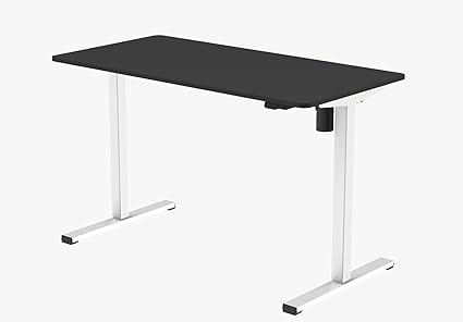 ERGOMATE Motorized Height Adjustable Desk (Frame with Laminated Tabletop) (1200x600mm/4x2 ft, White Frame & Black Table top)