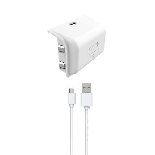 QWARE Akku für Xbox Series X|S - Kapazität 1200mAh - für Wireless Controller - 1 Port - USB auf USB-C Kabel - Schnellladung - Farbe Weiß