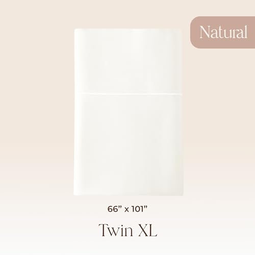 Image of Certified Organic Twin XL Flat Sheet Only - 100% Organic Cotton Top Sheet with Luxurious Soft and Breathable 300 Thread Count Sateen Weave Finish - GOTS & Fairtrade Certified (Natural, Twin XL)