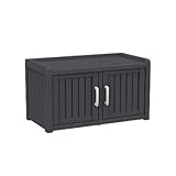 Homebliss アウトドア収納ボックス, 73L大容量, 観音扉タイプ, 棚板付き, 耐荷重250kg, グレー, 81×42.5×45.4cm