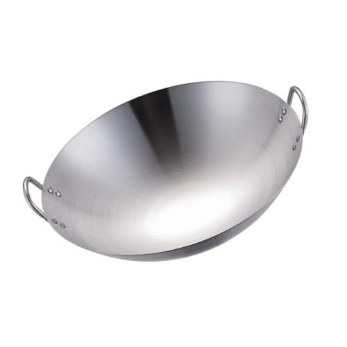 Wok de acero inoxidable con doble asa y fondo redondo miniatura 1