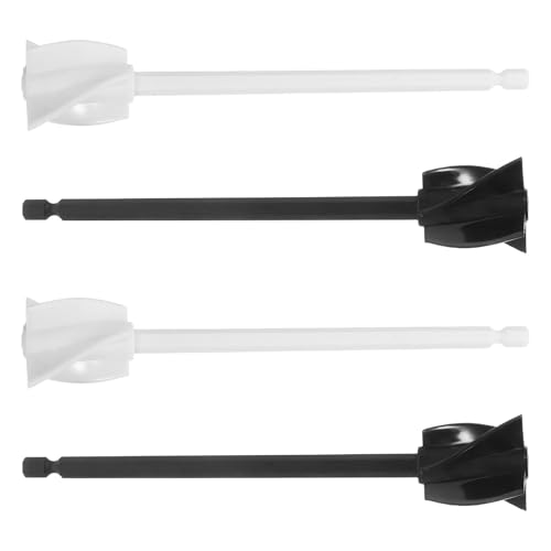 TOVINANNA Varillas Mezcladoras Espiral para Taladro Eléctrico 4 Unidades 2 Negras 2 Blancas Reutilizables para Pintura Resina Epoxi Pegamento de Uñas y Cremas Accesorio Compacto para