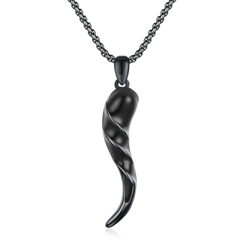 925 Sterling Silver Italian Horn Necklace Good Luck Cornicello Pendant with 22