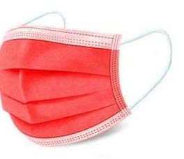 RSM ( 25 pcs) 3 Ply Surgical Disposable Face Mask with Nose Pin Non-woven Fabric Red Color | CE and ISO certified