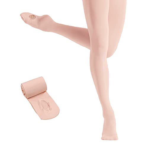 2 Pairs Ballet Tights for Girls,Dance Convertible Ballet Tights,Ultra Soft Ballet Ballet Footed Tights With Holes - Pink - Small(3-5 Years)