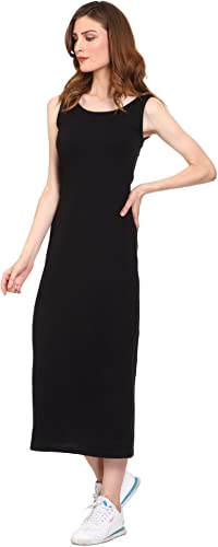 Image of ROARERS Women Maxi Length Sleeveless Cotton Black Dress