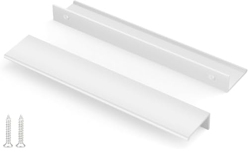 Image of Peaha 10 Pack Kitchen Cabinet Handles 7-9 /16 inch White Drawer Pulls Edge Pulls | White Cabinet Pulls Dresser Drawer Handles Modern Hidden Aluminum Alloy Closet Bedroom, Easy to Install