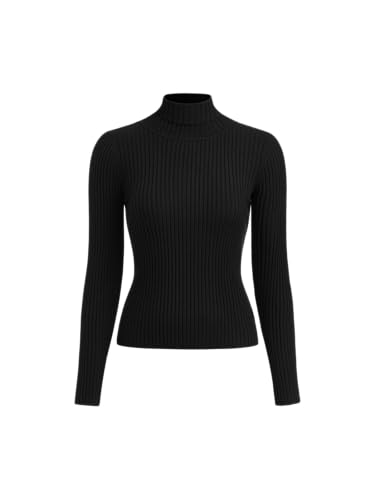 CIDER High Neck Solid Knitted Long Sleeve Top